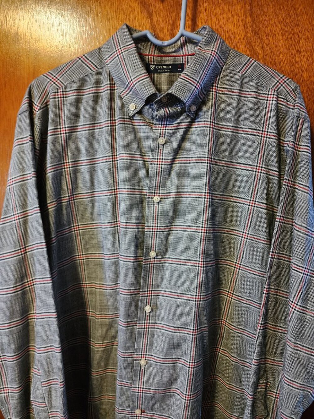 Men's XL Cremieux White/Black/Red Plaid Long Sleeve Button Down Shirt